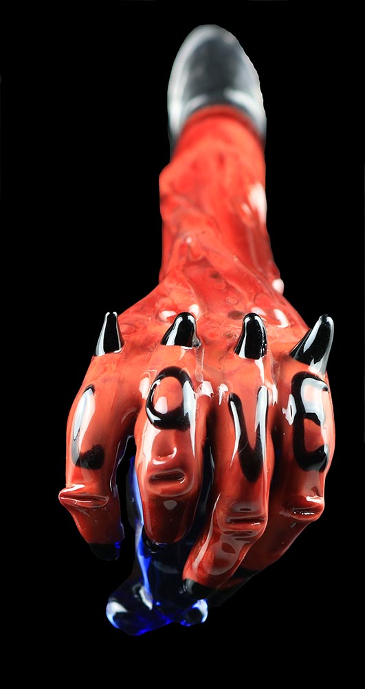Devil's Right Hand With Chess Piece Concentrate Dabber Collab with Phil Sundling & BRD Glass