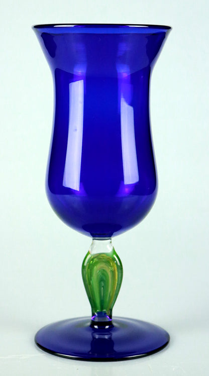 Cobalt Vase with Green Stem