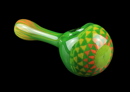 Green Geometric Spoon by Hoffman Glass