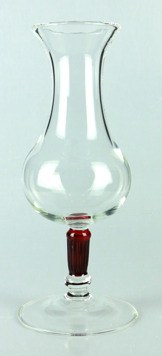 Large Clear Vase With Red Stem