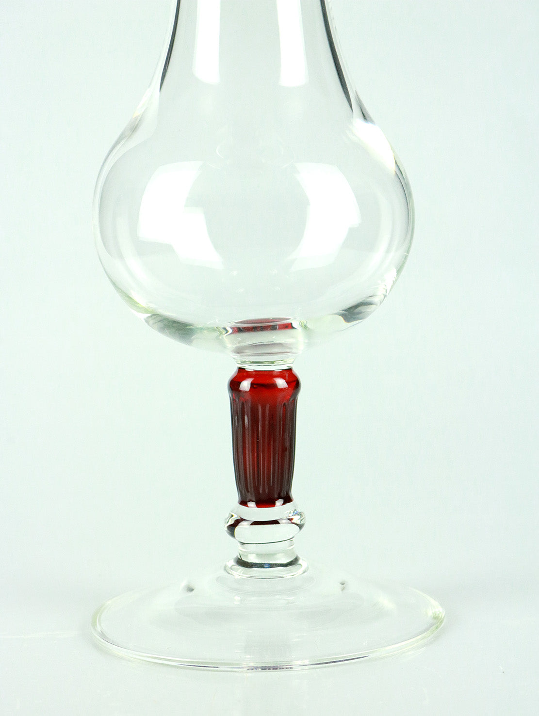 Large Clear Vase With Red Stem