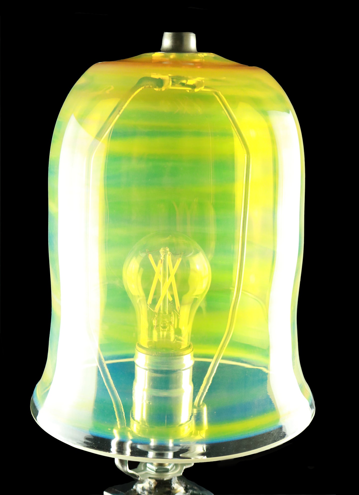 Tall Metal Lamp with Glass Shade