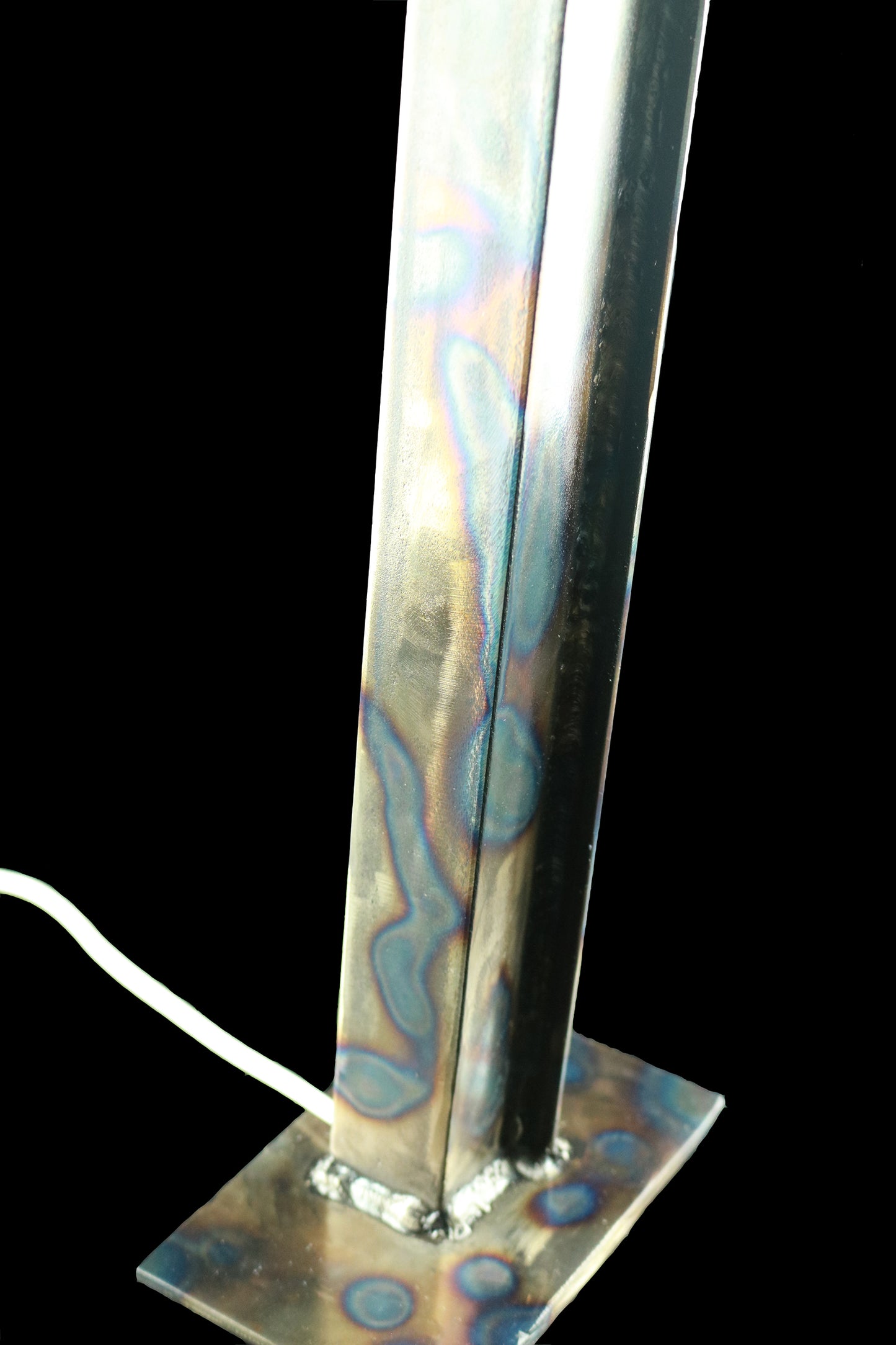 Tall Metal Lamp with Glass Shade