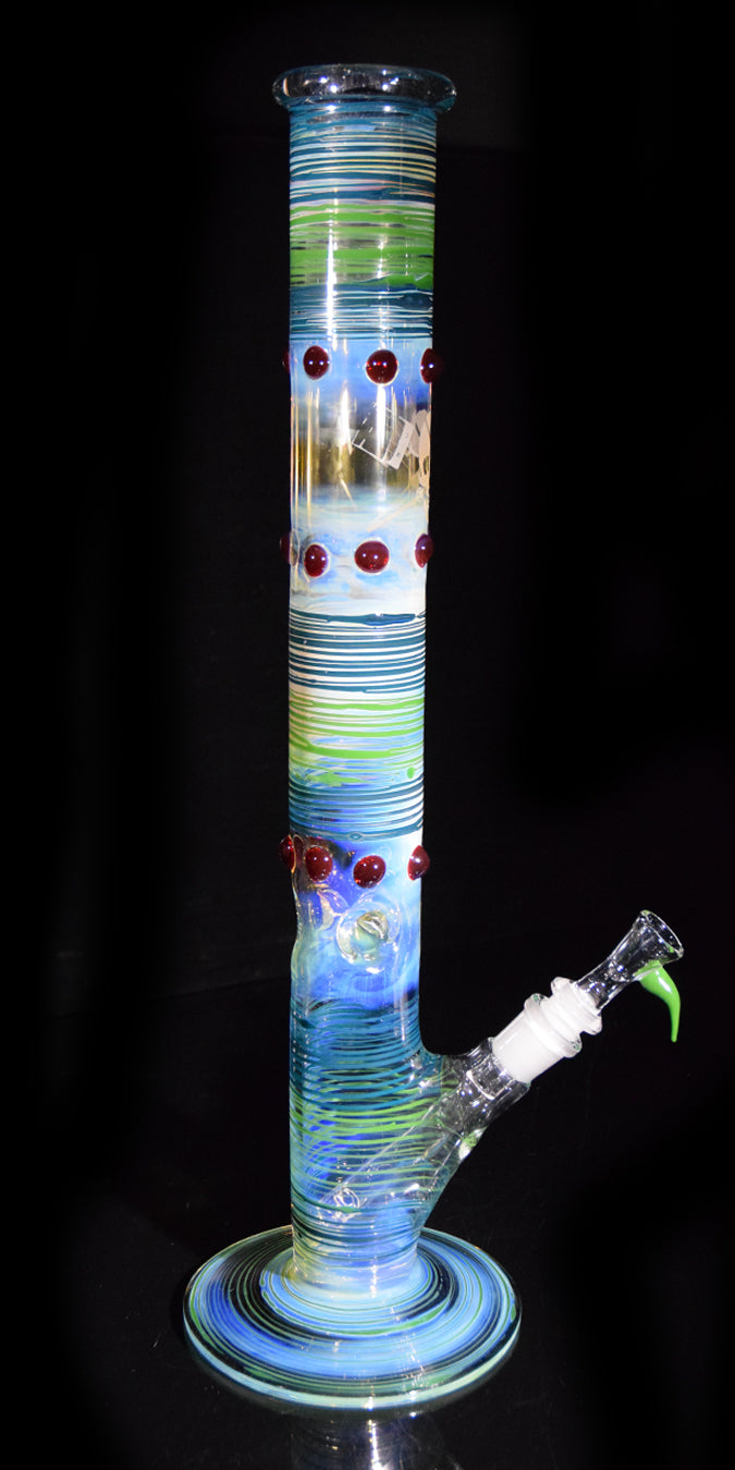 Throwback Bong with Color Wrap Bands & Red Accents by Phil Sundling