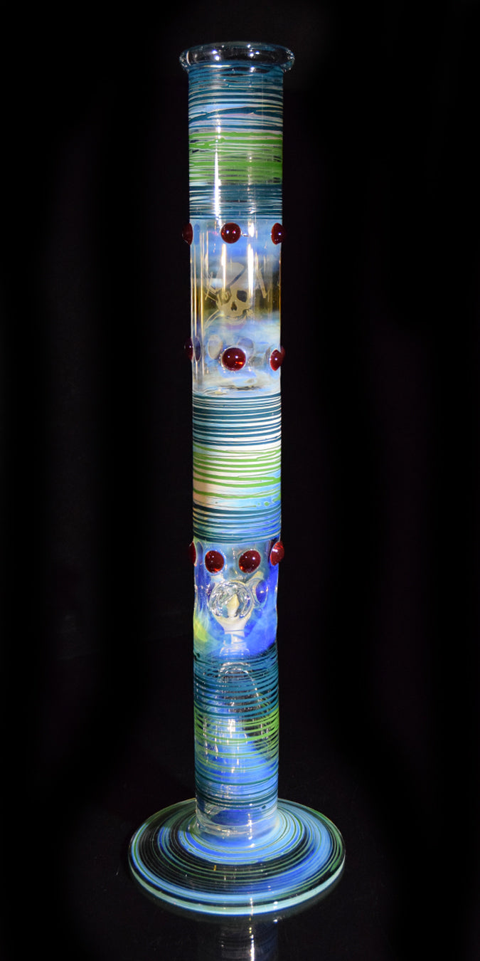 Throwback Bong with Color Wrap Bands & Red Accents by Phil Sundling
