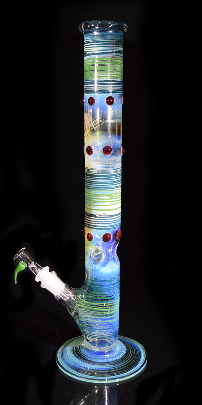 Throwback Bong with Color Wrap Bands & Red Accents by Phil Sundling