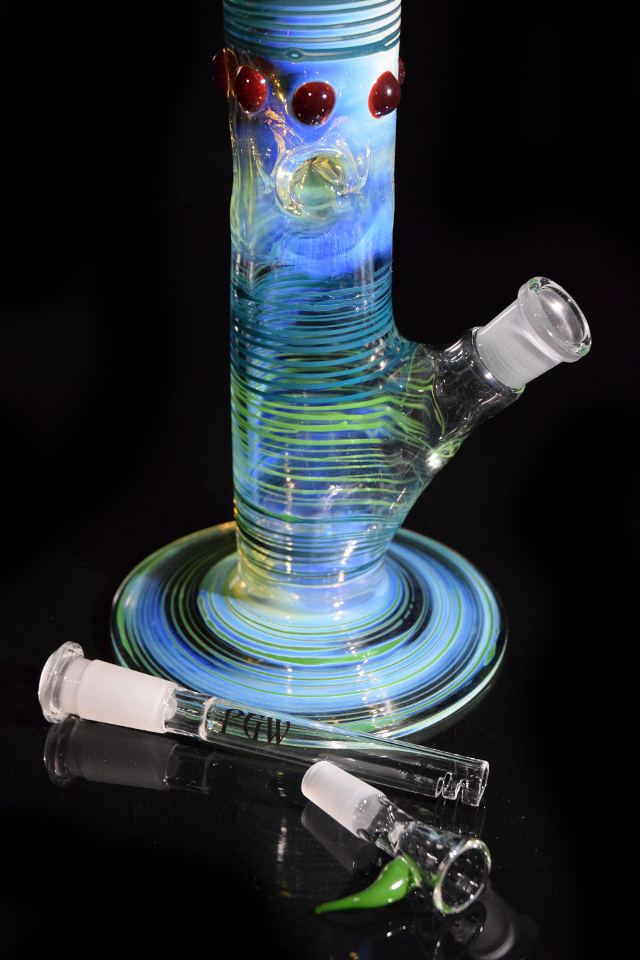 Throwback Bong with Color Wrap Bands & Red Accents by Phil Sundling