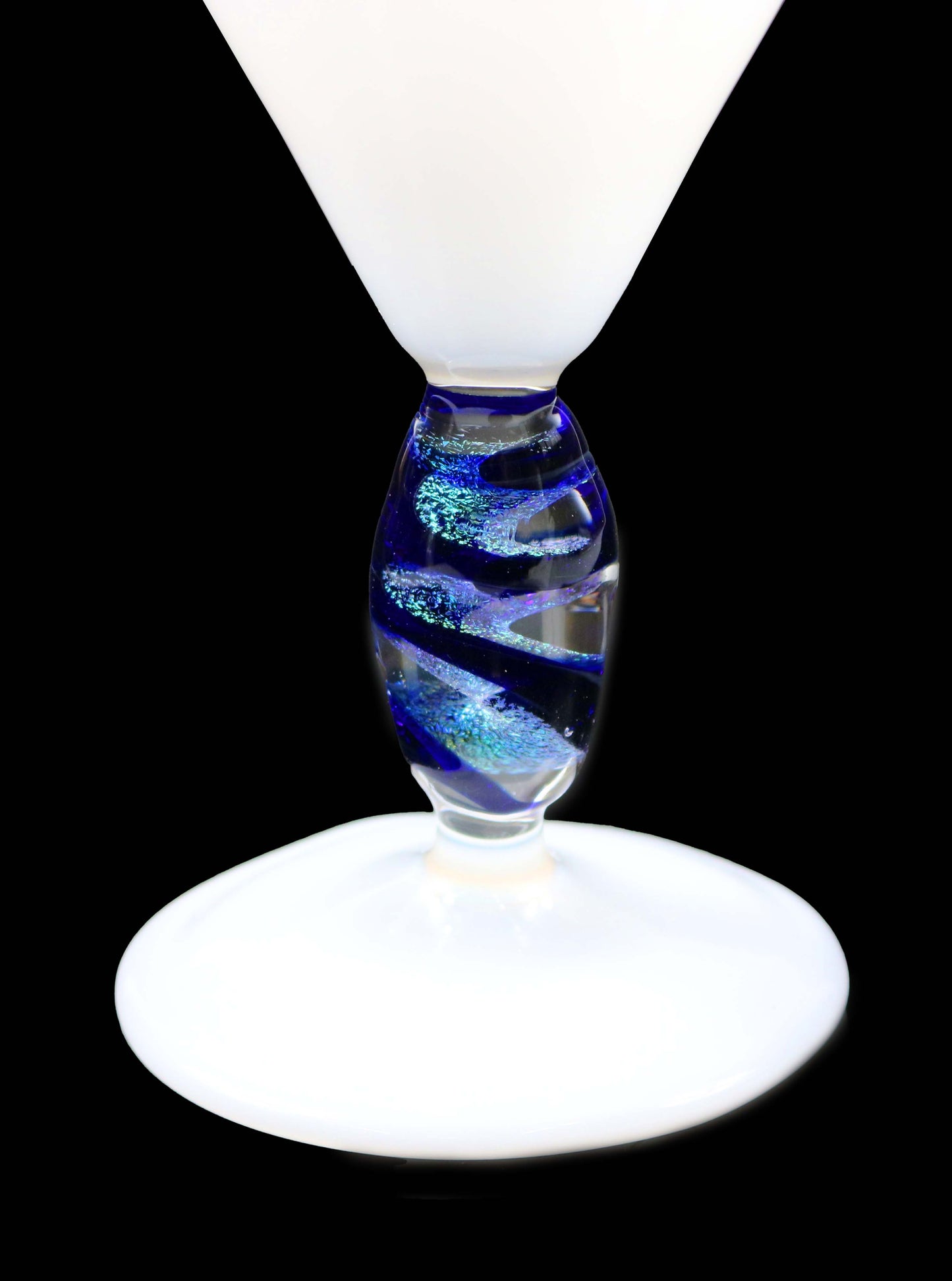Jade White Martini Glass with Dichro Stem by Phil Sundling