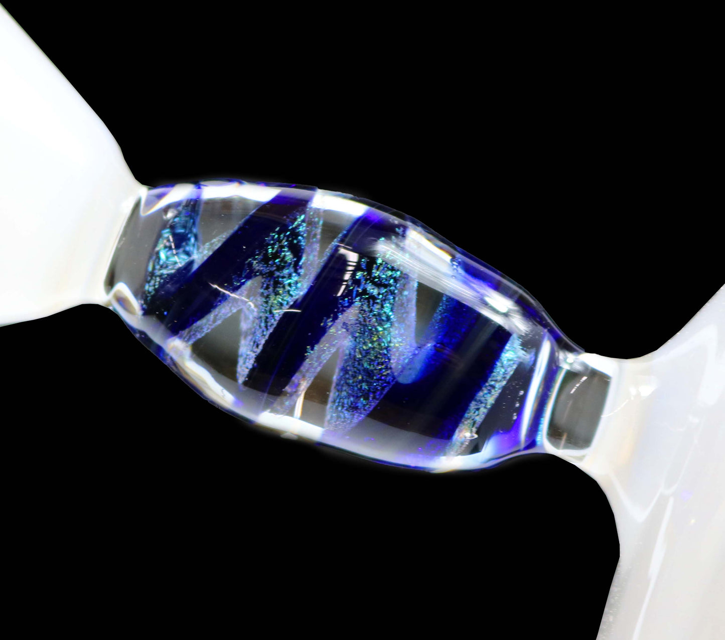 Jade White Martini Glass with Dichro Stem by Phil Sundling