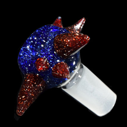 14 mm Speckled Dark Blue & Red Slide by VOJ Glass