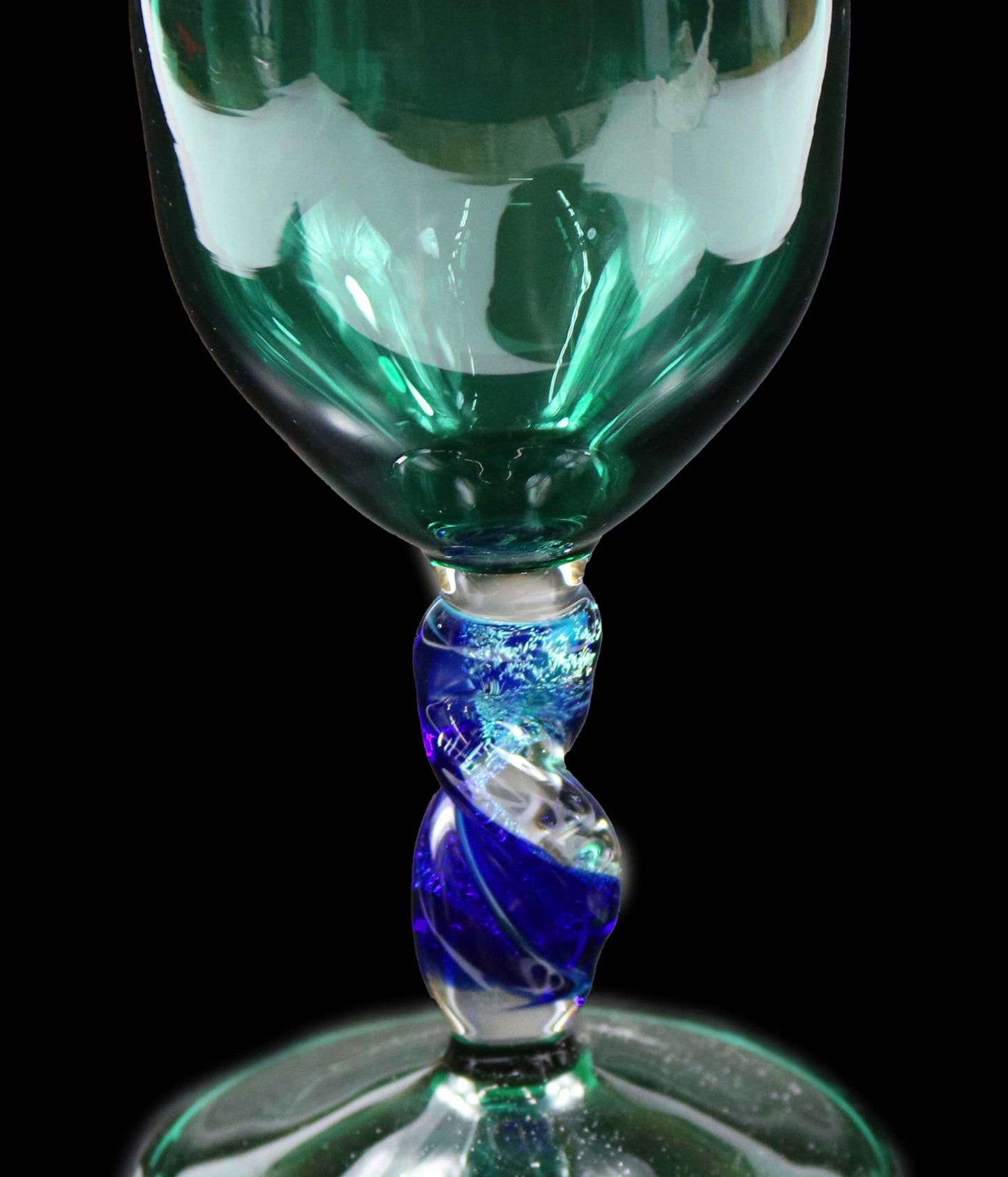 Lake Green Goblet with Dichro Stem by Phil Sundling