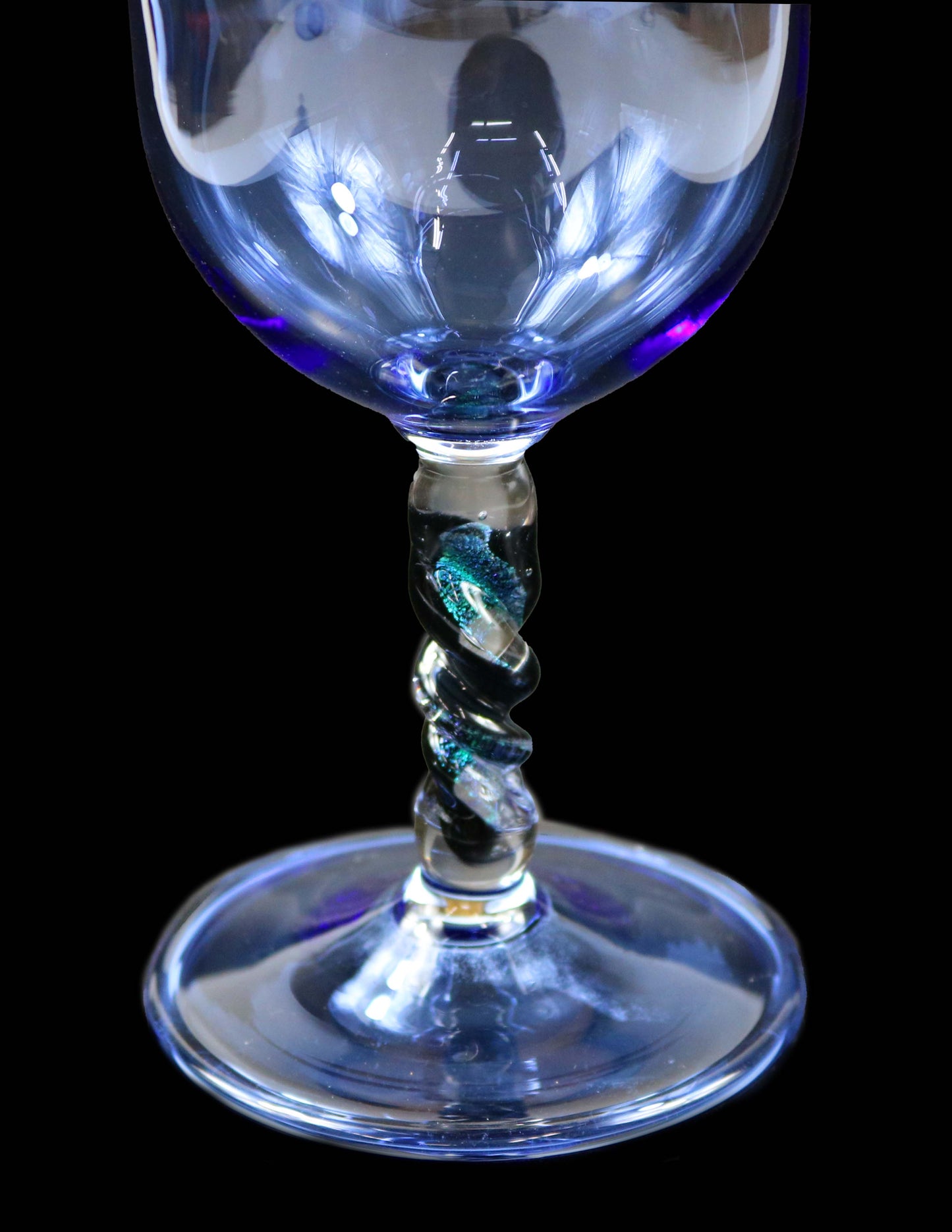 Light Blue Goblet with Dichro Stem by Phil Sundling