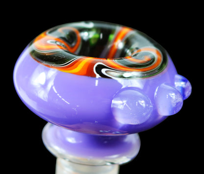 14mm Reversal Bowl Push Slide by Glass by Slick - Purple/Red/Orange/Black