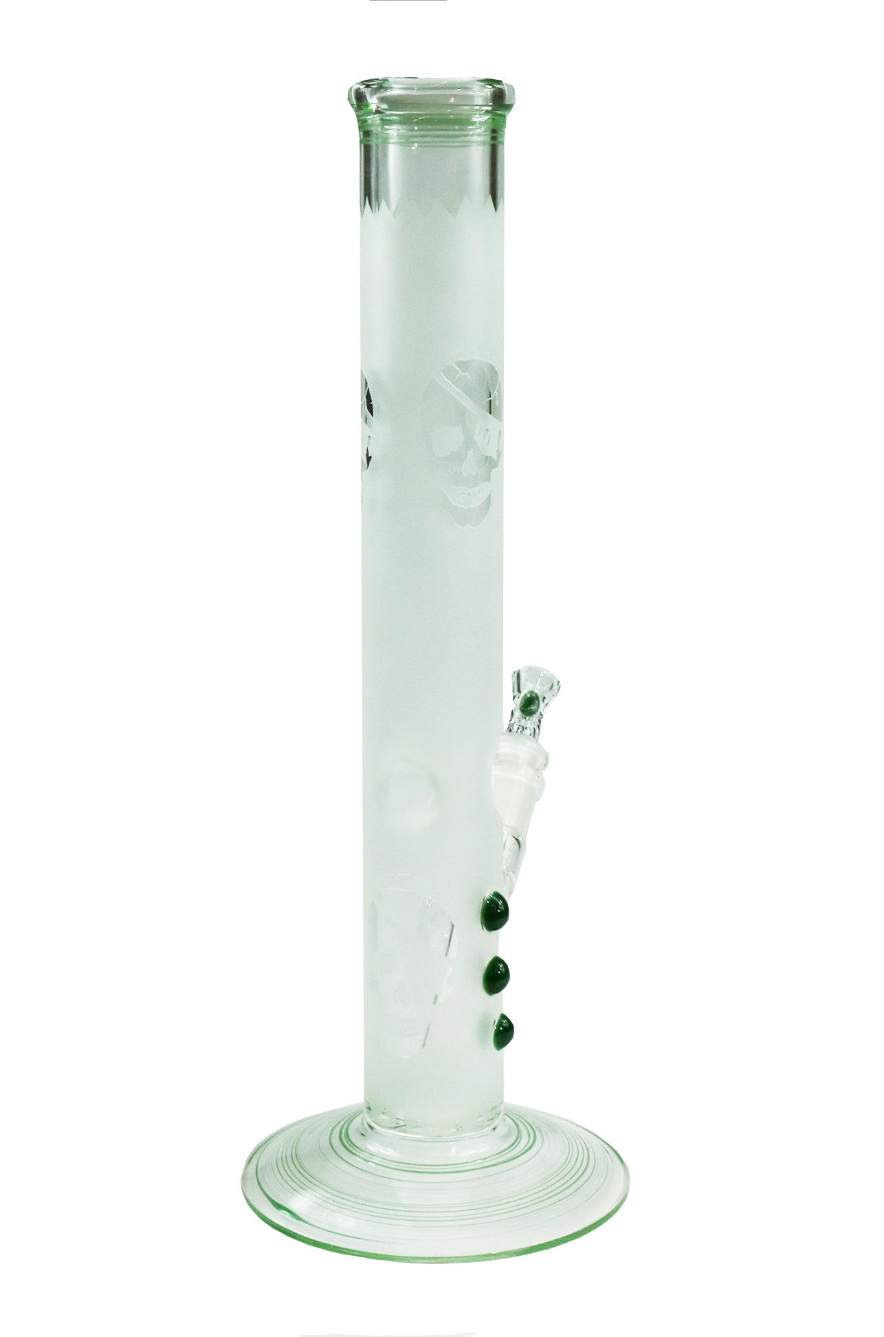 14'' Section Sandblasted Jolly Roger Water Bong with Green details by Phil Sundling