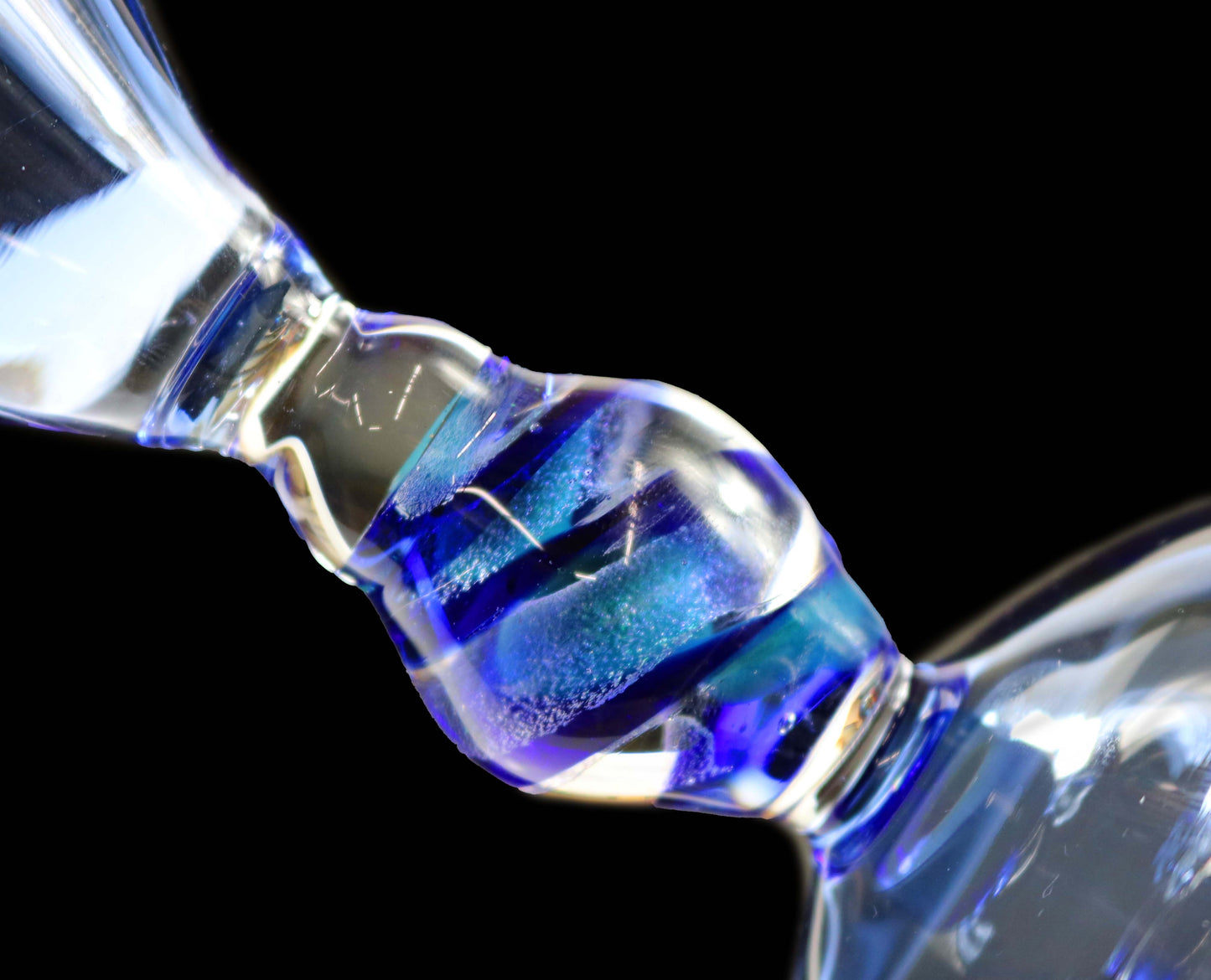 Light Blue Martini Glass with Dichro Stem by Phil Sundling