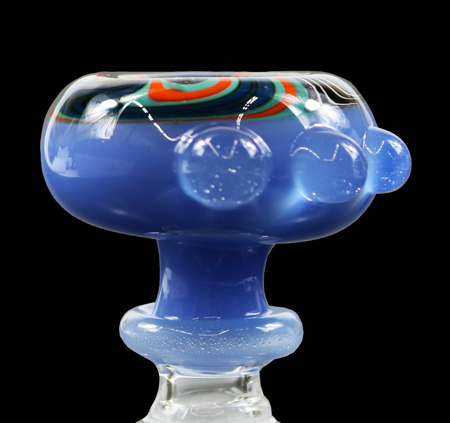 14mm Reversal Bowl Push Slide by Glass by Slick - Light Blue/Orange/Teal/Black/White/Silver Glitter