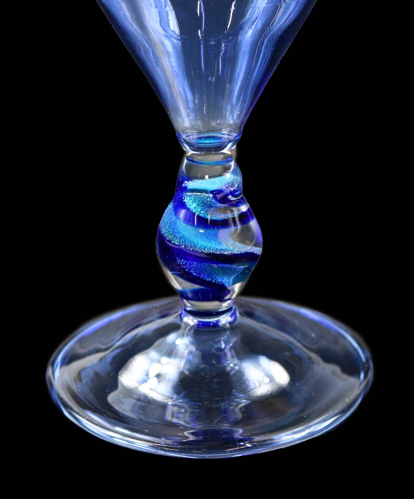 Light Blue Martini Glass with Dichro Stem by Phil Sundling