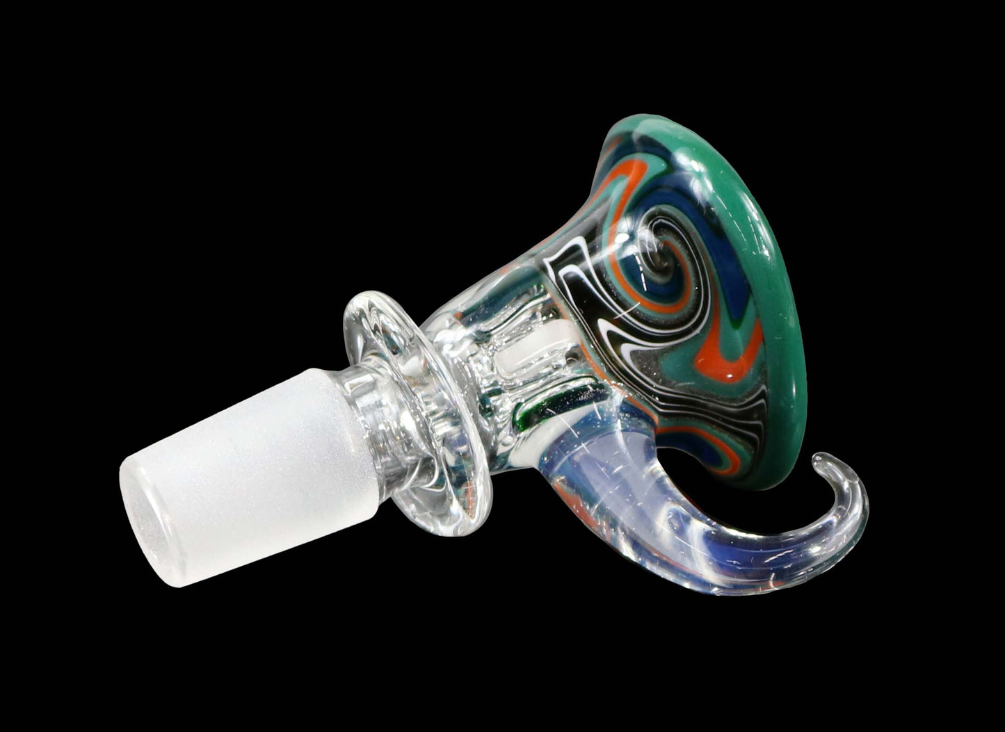 14mm Martini Bong Slide with built in colored screen from Glass by Slick - Teal/Orange/Blue