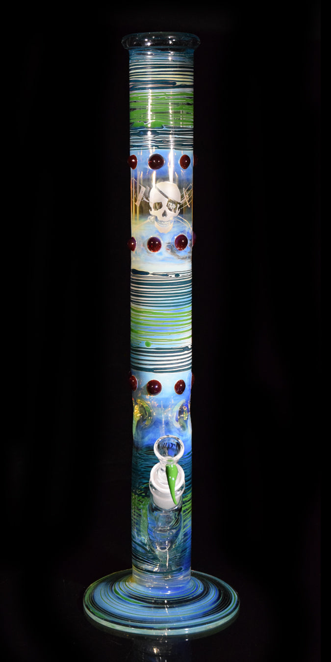 Throwback Bong with Color Wrap Bands & Red Accents by Phil Sundling