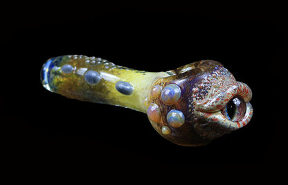 Multi color Spoon pipe with eye ball #2 by, Gurug