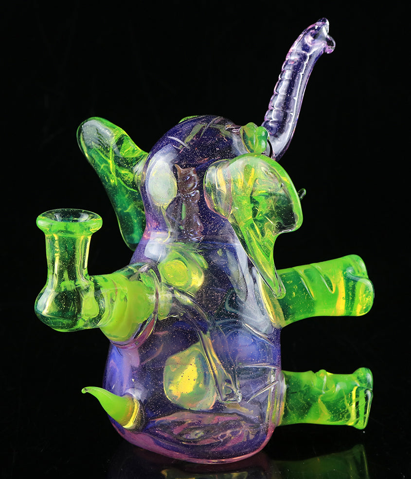 Errlephant Dab Rig - Purple Lilac and Slime with matching belly, by Phil Sundling