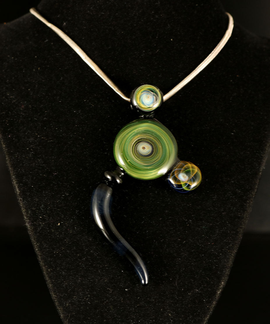 Fumed Disc Pendant with Horn