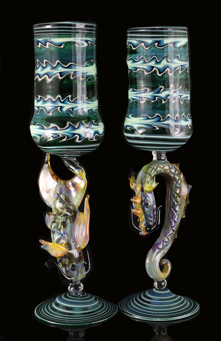 Dragon and Koi Fish Wine Decanter set by, Phil Sundling