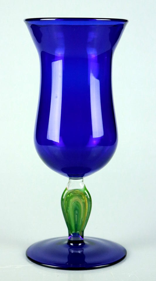 Cobalt Vase with Green Stem