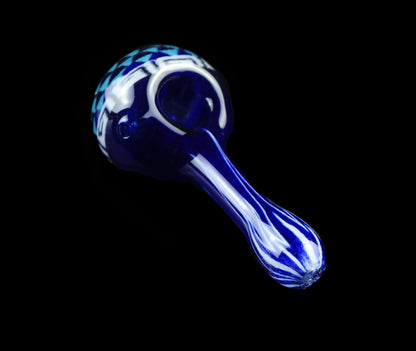 Blue Geometric Spoon by, Hoffman Glass