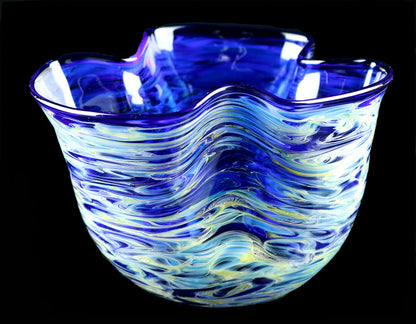 Blue Flop Bowl With Amber Acents