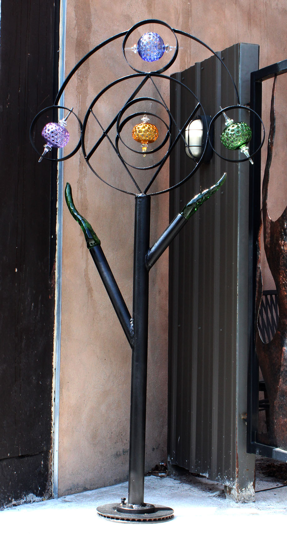 Geo-metric metal and borosilicate glass sculpture