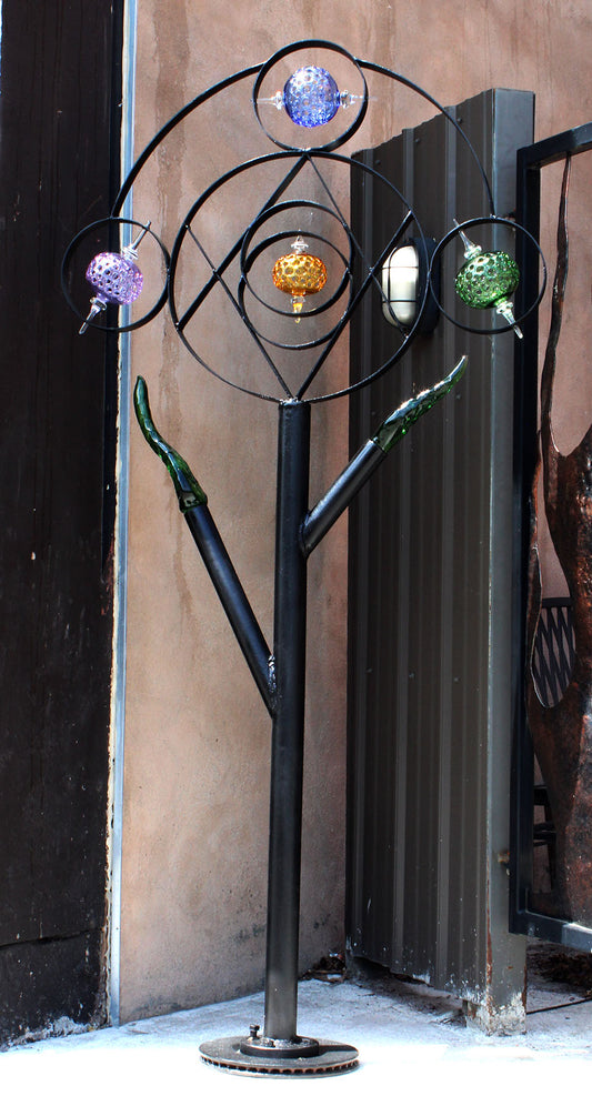 Geo-metric metal and borosilicate glass sculpture