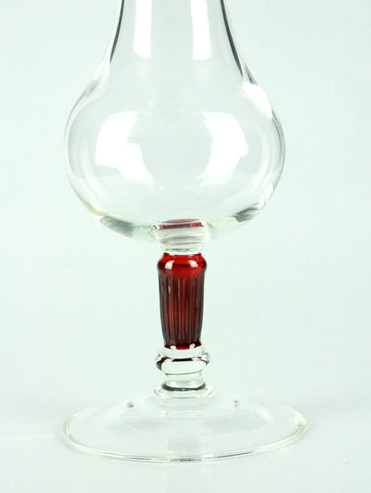 Large Clear Vase With Red Stem