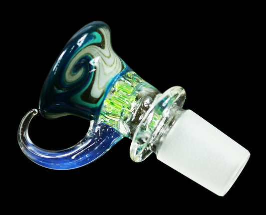 19mm Martini Slide with built in screen from Glass by Slick- Teal/Transparent Blue/Glow in the Dark