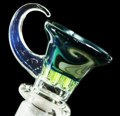 19mm Martini Slide with built in screen from Glass by Slick- Teal/Transparent Blue/Glow in the Dark