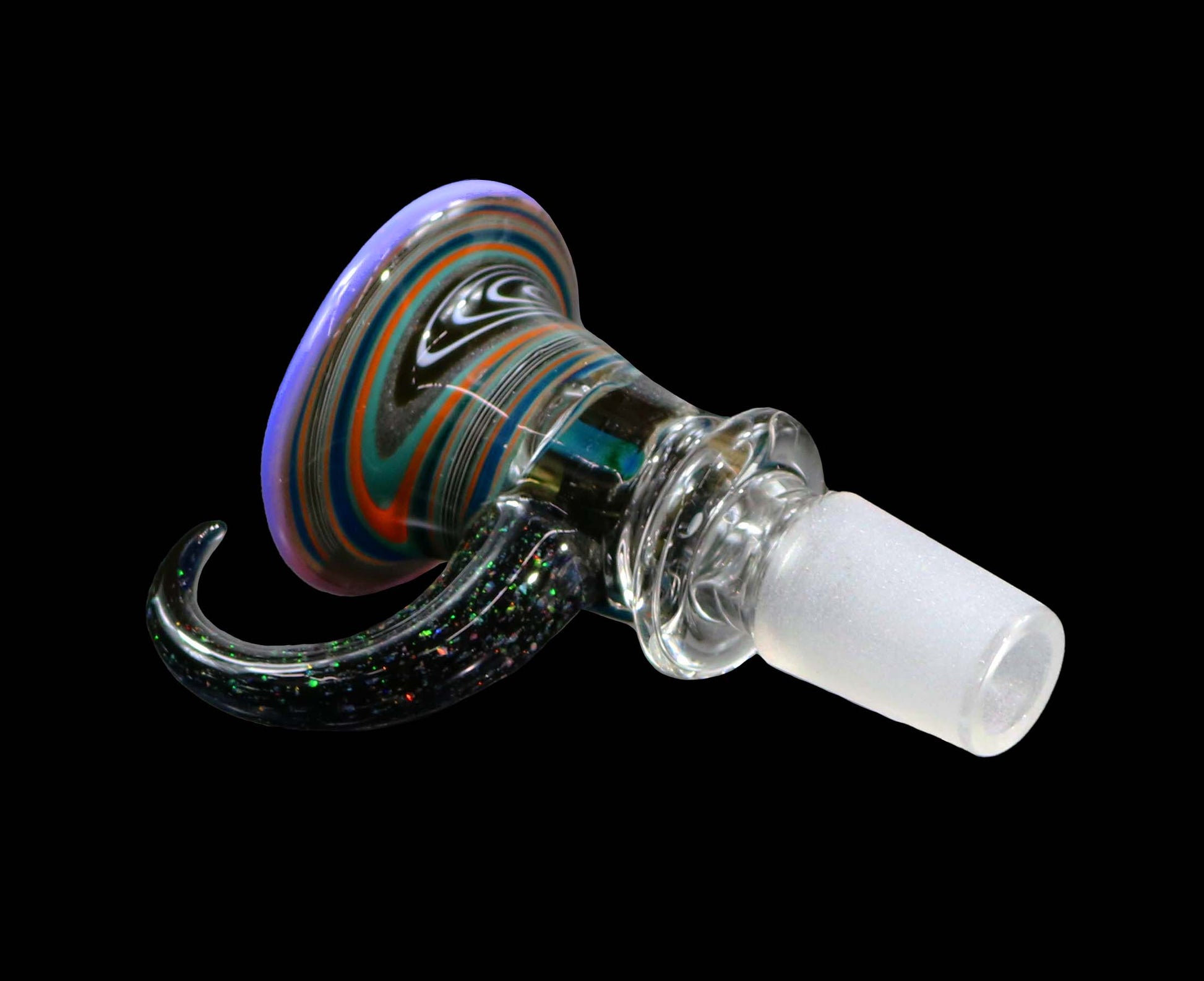 14mm Martini Bong Slide with built in screen from Glass by Slick- Purple/Green/Orange