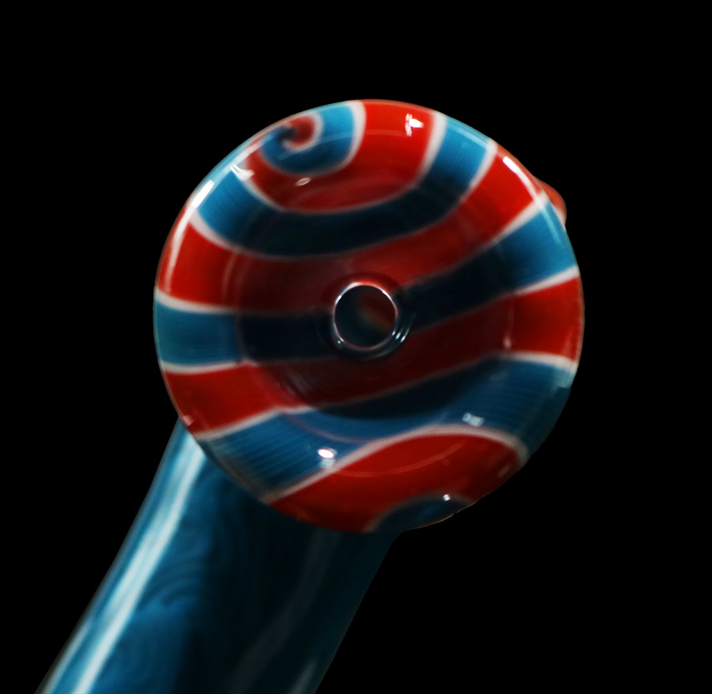 Red White & Blue Wig Wag Hammer Pipe by Padlock Glass & Phil Sundling