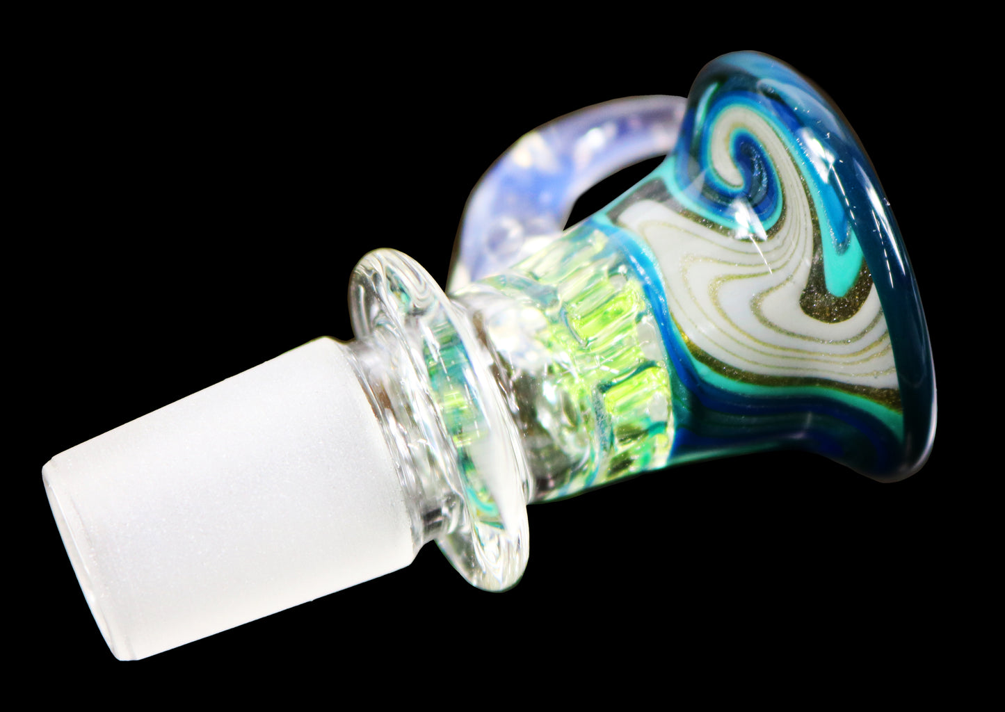 19mm Martini Slide with built in screen from Glass by Slick- Teal/Transparent Blue/Glow in the Dark