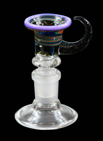 14mm Martini Bong Slide with built in screen from Glass by Slick- Purple/Green/Orange