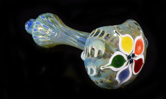 Fumed Wrap & Rake Flower Spoon by Cherry City Glass #3