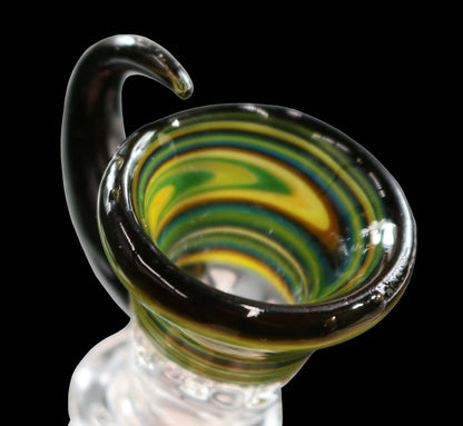 14mm Martini Bong Slide with built in screen from Glass by Slick - Green/Yellow/Black/Blue