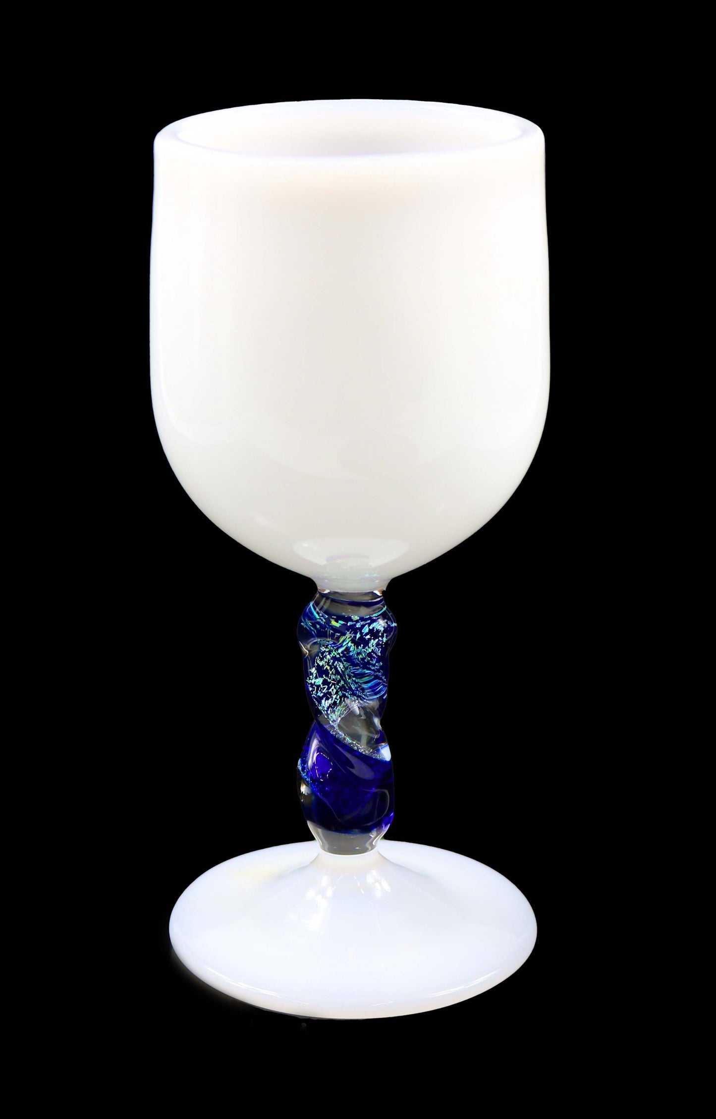 Jade White Goblet with Dichro Stem by Phil Sundling
