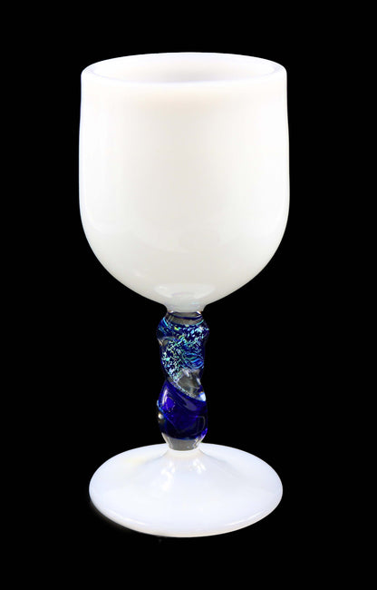 Jade White Goblet with Dichro Stem by Phil Sundling