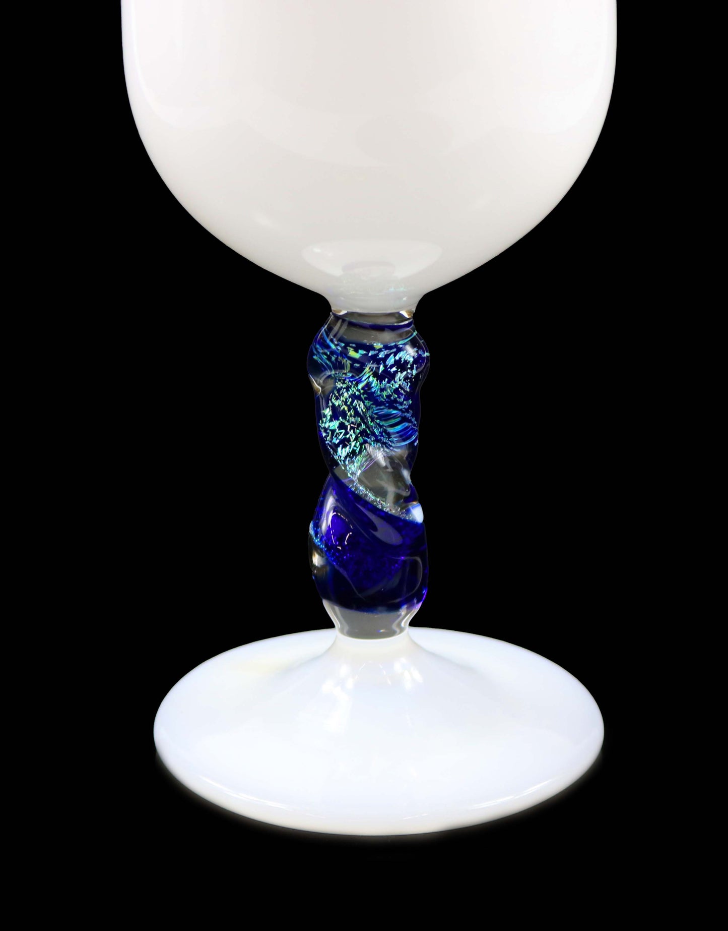 Jade White Goblet with Dichro Stem by Phil Sundling