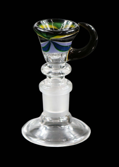 14mm Martini Bong Slide with built in screen from Glass by Slick - Blue/Purple/Green/Yellow