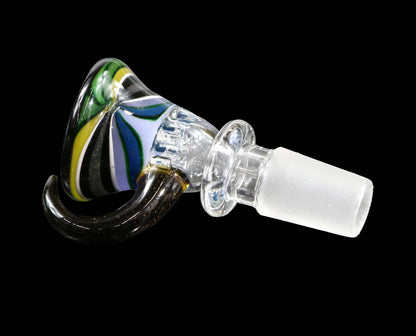 14mm Martini Bong Slide with built in screen from Glass by Slick - Blue/Purple/Green/Yellow