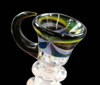 14mm Martini Bong Slide with built in screen from Glass by Slick - Blue/Purple/Green/Yellow