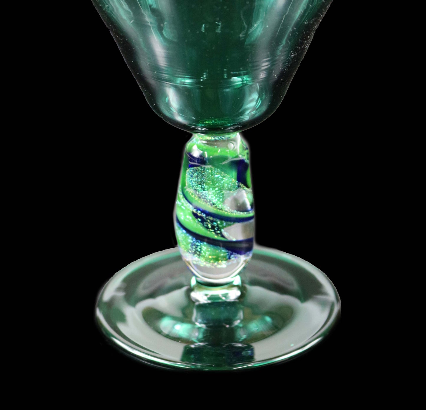 Lake Green Martini Glass with Dichro Stem by Phil Sundling
