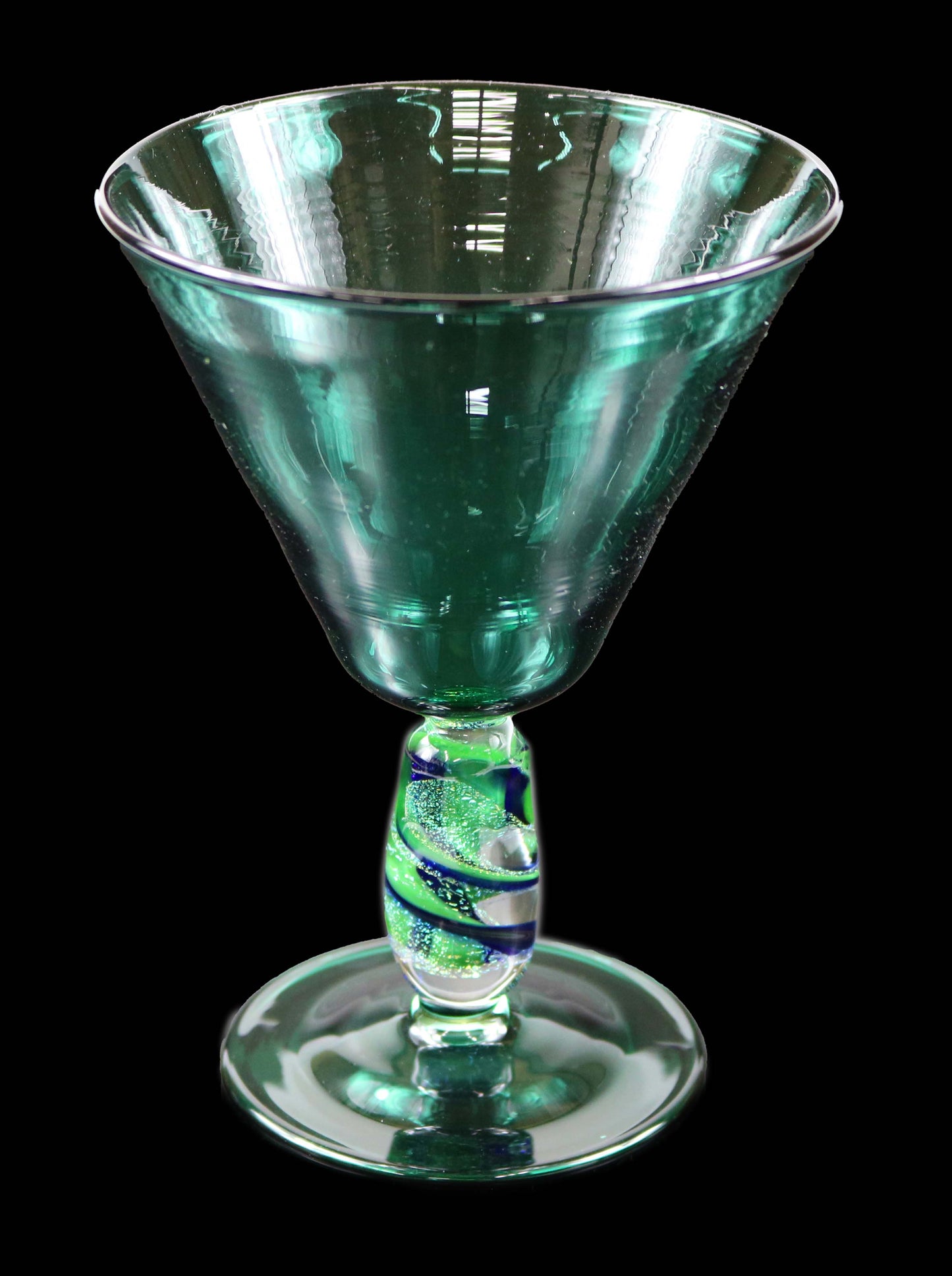 Lake Green Martini Glass with Dichro Stem by Phil Sundling