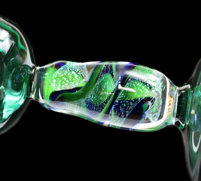 Lake Green Martini Glass with Dichro Stem by Phil Sundling
